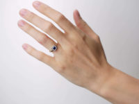 Art Deco 18ct Gold & Platinum, Sapphire & Diamond Square Ring