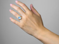 Edwardian 18ct Gold, Aquamarine & Diamond Cluster Ring