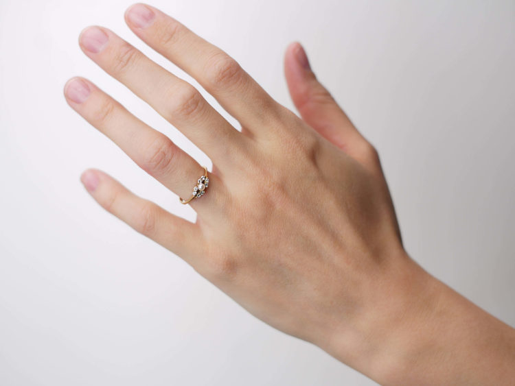18ct Gold, Cultured Pearl & Diamond Ring