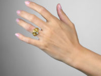 French 18ct Gold Belle Epoque Lion Ring set with a Diamond