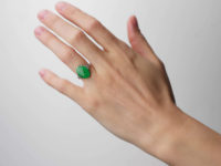 Art Deco 18ct White Gold, Jade & Diamond Ring