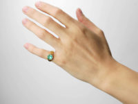 Victorian 18ct Gold, Emerald & Rose Diamond Cluster Ring