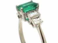 Platinum, Emerald & Diamond Five Stone Ring