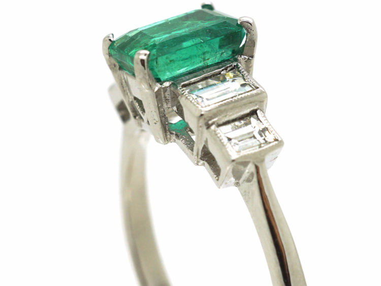 Platinum, Emerald & Diamond Five Stone Ring