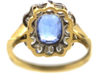 18ct Gold Large Sapphire & Diamond Cluster Ring