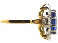 18ct Gold Large Sapphire & Diamond Cluster Ring