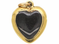 Victorian Blue Enamel & Rose Diamond Forget me Not Heart Pendant with Locket Back