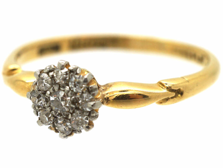 Edwardian 18ct Gold & Platinum, Diamond Cluster Ring