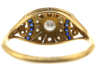 Art Deco 18ct Gold & Platinum, Sapphire & Diamond Geometric Ring
