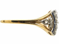 Art Deco 18ct Gold & Platinum, Sapphire & Diamond Geometric Ring