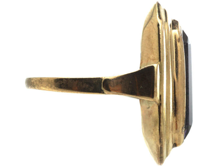 Art Deco Large Rectangular Amethyst Ring