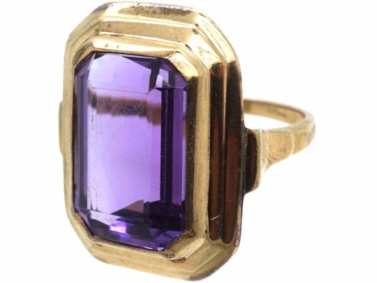 Art Deco Large Rectangular Amethyst Ring
