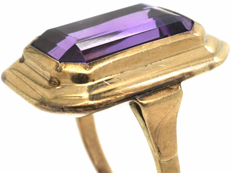 Art Deco Large Rectangular Amethyst Ring