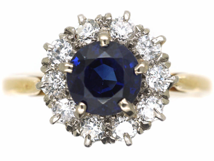 18ct Gold, Sapphire & Diamond Cluster Ring