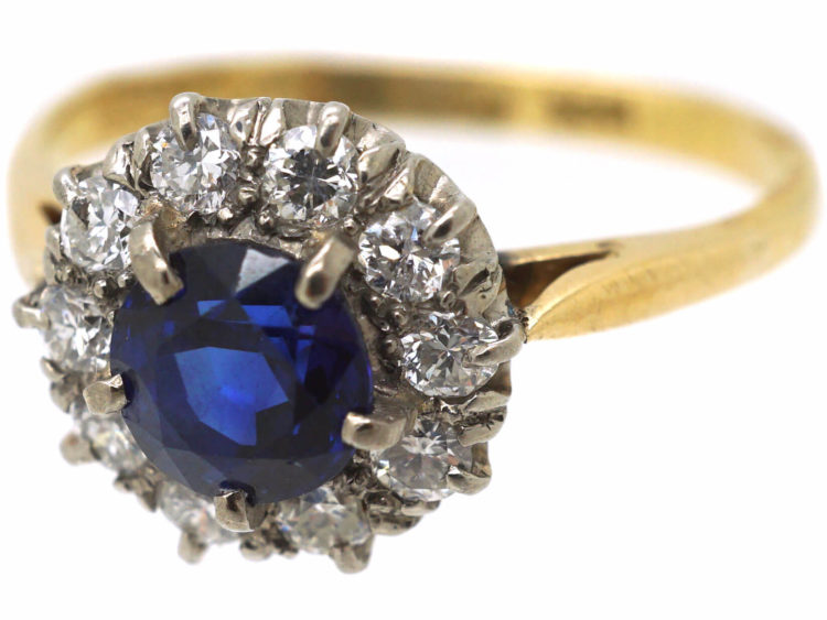18ct Gold, Sapphire & Diamond Cluster Ring