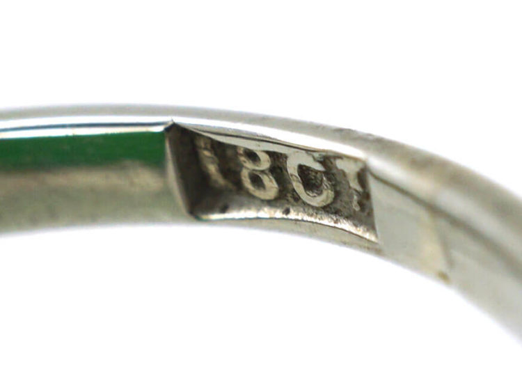 Art Deco 18ct White Gold, Jade & Diamond Ring