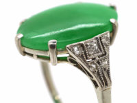 Art Deco 18ct White Gold, Jade & Diamond Ring