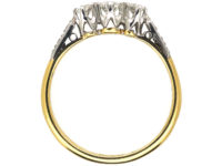 18ct Gold & Platinum, Three Stone Diamond Ring with Diamond Set Shoulders