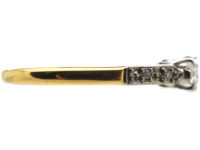 18ct Gold & Platinum, Three Stone Diamond Ring with Diamond Set Shoulders