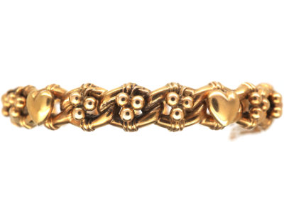 Edwardian 9ct Gold Hearts & Clovers Bangle