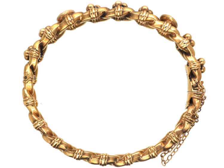 Edwardian 9ct Gold Hearts & Clovers Bangle