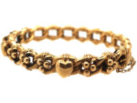 Edwardian 9ct Gold Hearts & Clovers Bangle