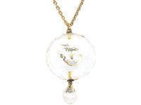 Edwardian Rock Crystal Pendant with an Enamelled Ladybird on 9ct Gold Chain
