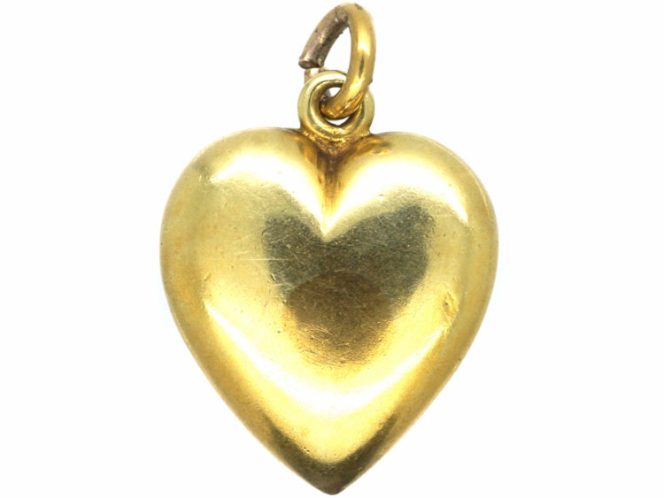 Edwardian 15ct Gold Heart Shaped Pendant set with a Ruby
