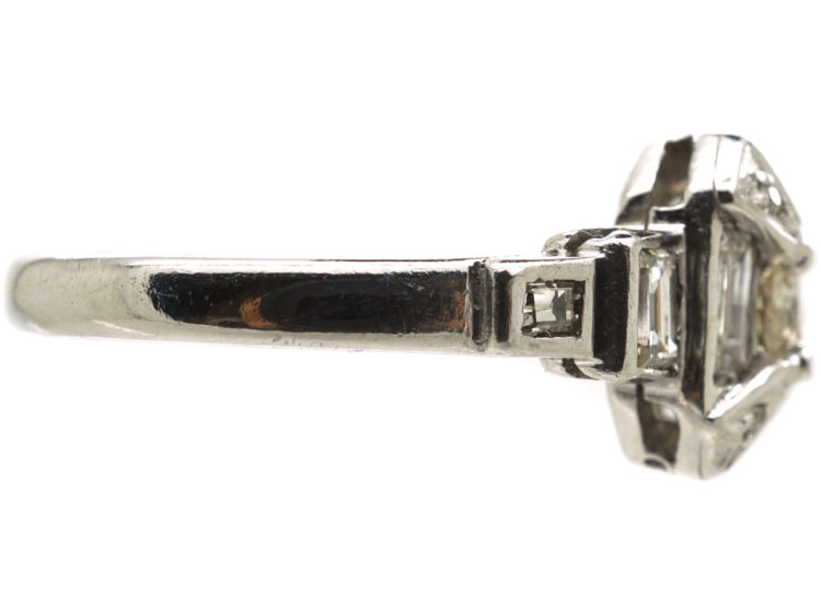 Art Deco Platinum Octagonal Shaped Diamond Ring