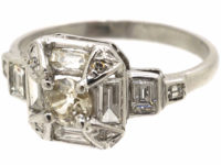 Art Deco Platinum Octagonal Shaped Diamond Ring