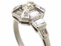 Art Deco Platinum Octagonal Shaped Diamond Ring
