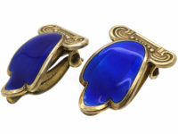 Silver & Blue Enamel Tulip Design Clip On Earrings by Andresen Scheinflug