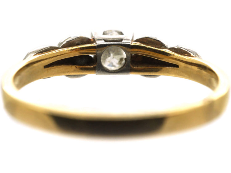Art Deco 18ct Gold & Platinum, Diamond Solitaire Ring with Diamond Set Shoulders
