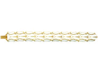 Retro Gilded Silver & White Enamel Tulip Bracelet by Asbjorn Burkelund
