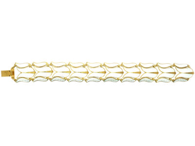 Retro Gilded Silver & White Enamel Tulip Bracelet by Asbjorn Burkelund