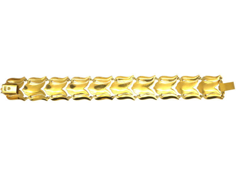 Retro Gilded Silver & White Enamel Tulip Bracelet by Asbjorn Burkelund