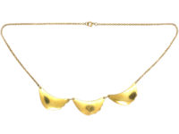 Silver & White Enamel Three Wave Necklace by Elvic & Company
