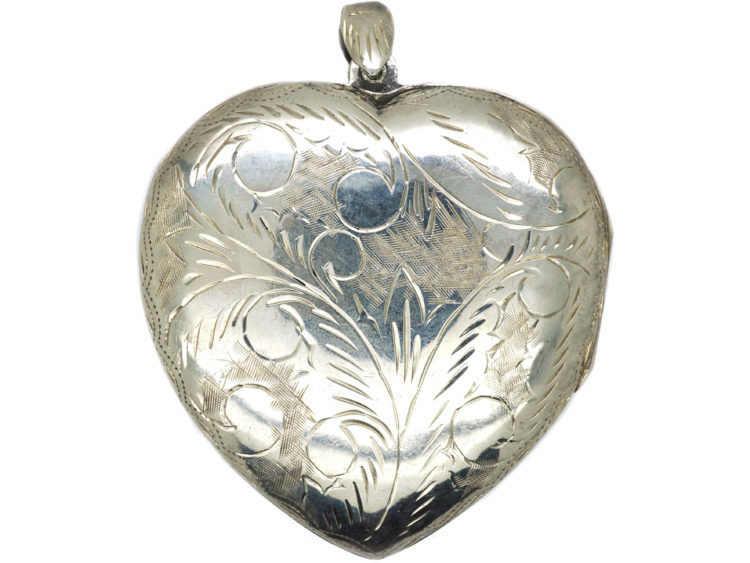 Large Silver Heart Shaped Locket