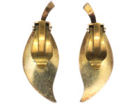 Silver & Blue Enamel Clip On Leaf Earrings by David Andersen