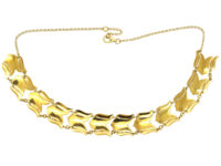 Retro Gilded Silver & White Enamel Tulip Design Necklace by Asbjorn Burkelund