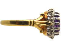 18ct Gold, Amethyst & Diamond Cluster Ring