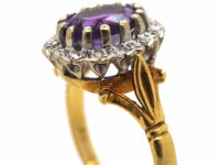 18ct Gold, Amethyst & Diamond Cluster Ring