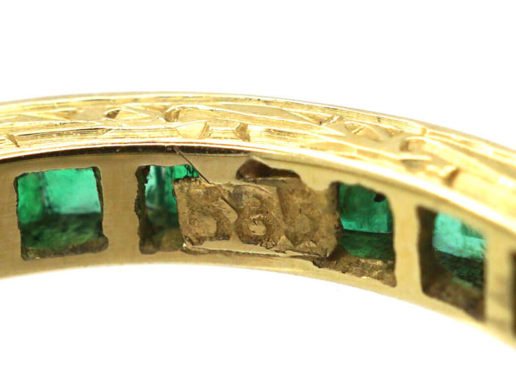 Art Deco 14ct Yellow Gold & Emerald Eternity Ring