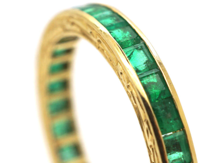 Art Deco 14ct Yellow Gold & Emerald Eternity Ring