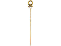 Edwardian 15ct Gold Knot Tie Pin set with a Natural Pearl