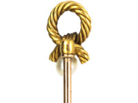 Edwardian 15ct Gold Knot Tie Pin set with a Natural Pearl