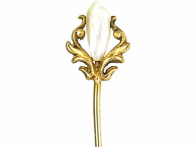 Art Nouveau 14ct Gold & Mississippi Pearl Tie Pin Art Nouveau 14ct Gold & Mississippi Pearl Tie Pin