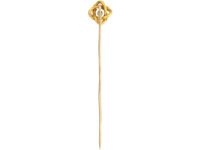 French 18ct Two Colour Gold & Natural Split Pearl Tie Pin