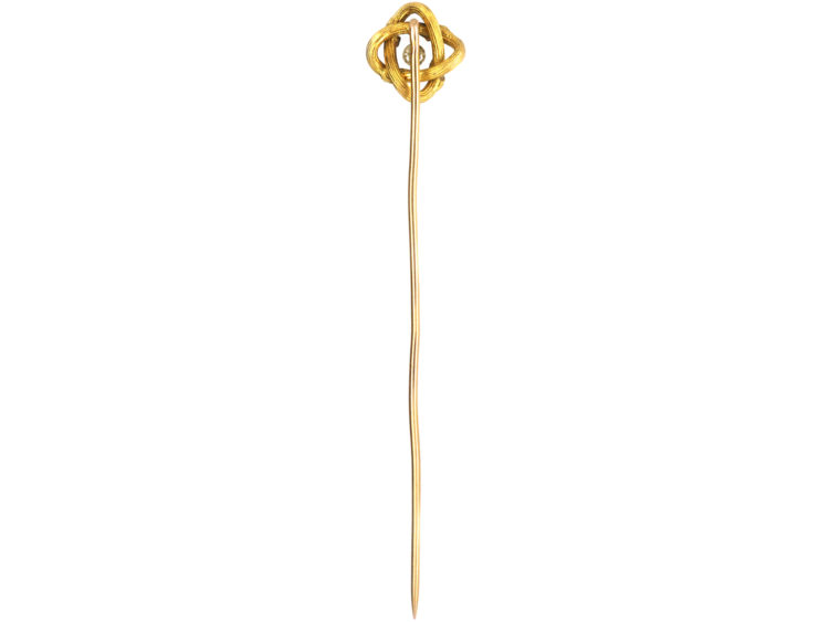 French 18ct Two Colour Gold & Natural Split Pearl Tie Pin