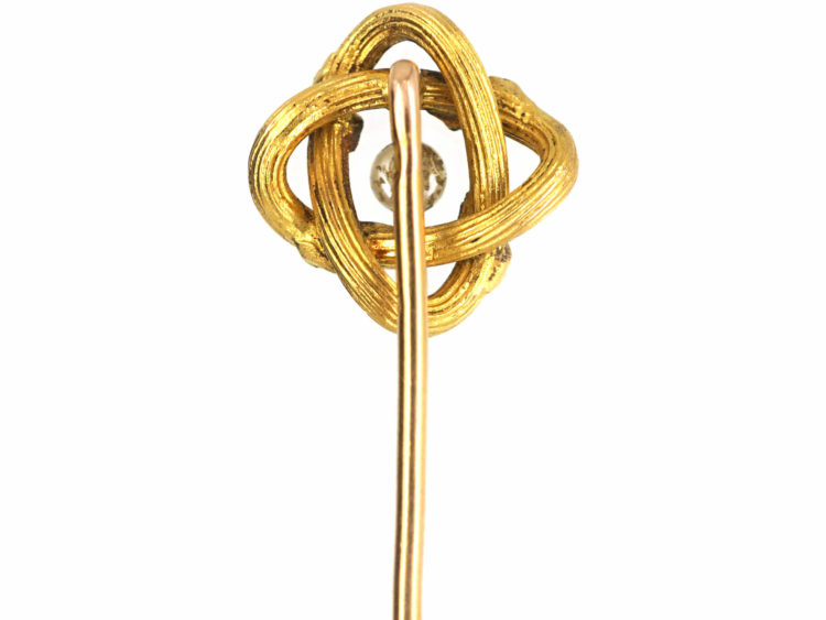 French 18ct Two Colour Gold & Natural Split Pearl Tie Pin
